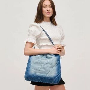 Urban Blue Quilted Denim Shoulder Bag
